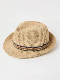FatFace Natural Stripe Straw Trilby Hat