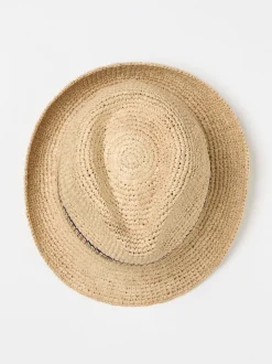 FatFace Natural Stripe Straw Trilby Hat