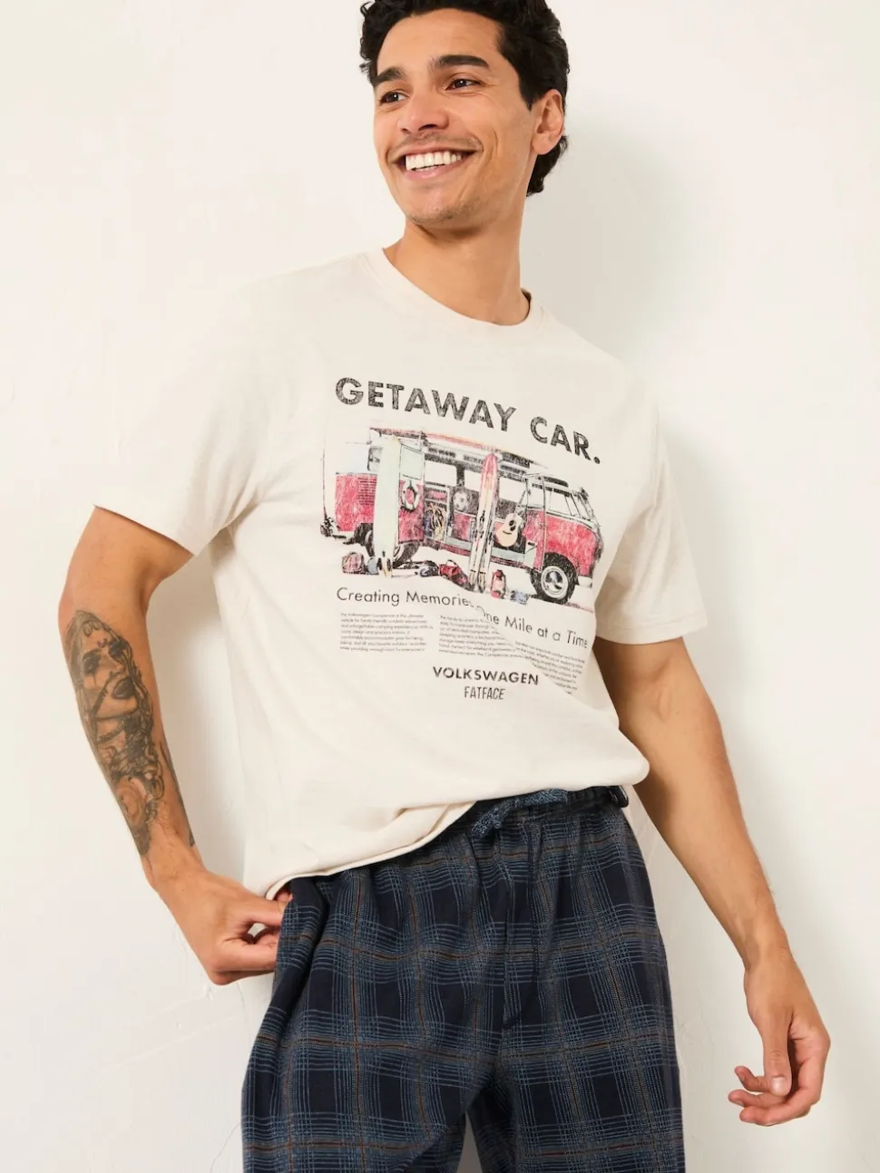 FatFace Natural VW Getaway Car Graphic T-Shirt