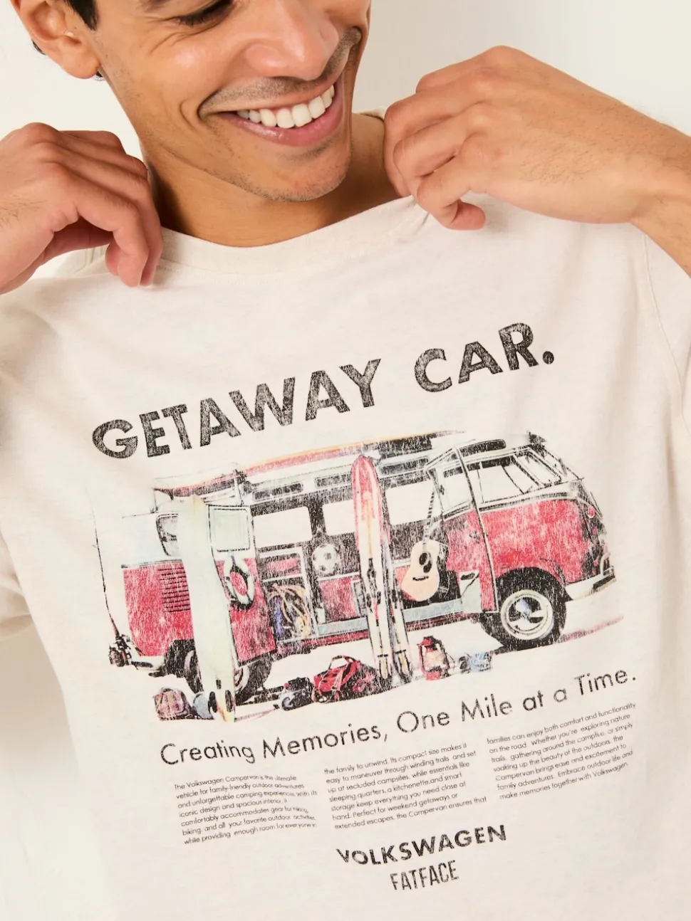 FatFace Natural VW Getaway Car Graphic T-Shirt