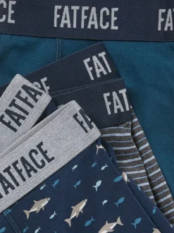 FatFace Navy 3 Pack Shark Boxers