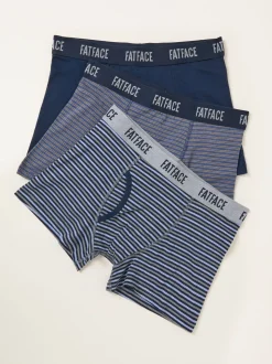 FatFace Navy 3 Pack Stripe Boxers