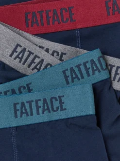 FatFace Navy 3 Pairs of Contrast Waistband Boxers