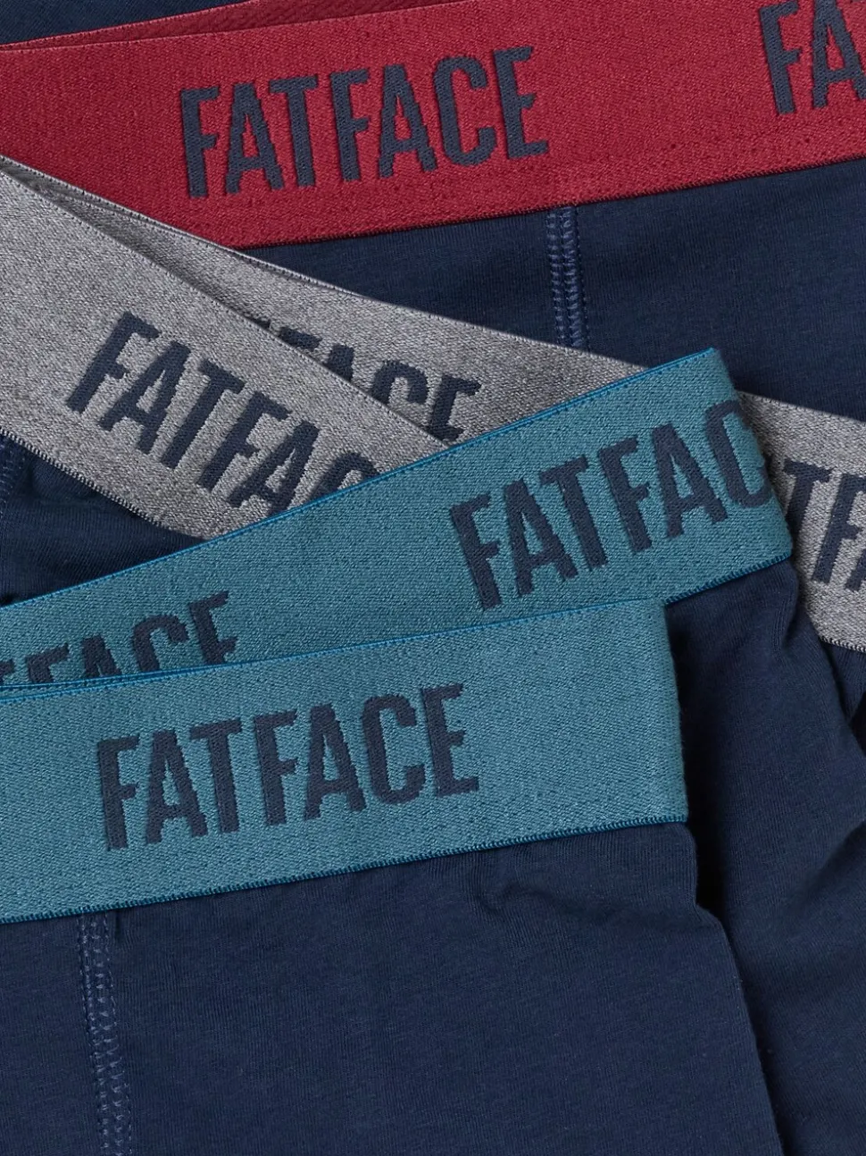 FatFace Navy 3 Pairs of Contrast Waistband Boxers