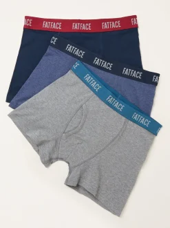 FatFace Navy 3 Pairs of Plain Boxers