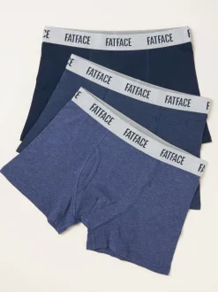 FatFace Navy 3 Pairs of Plain Boxers