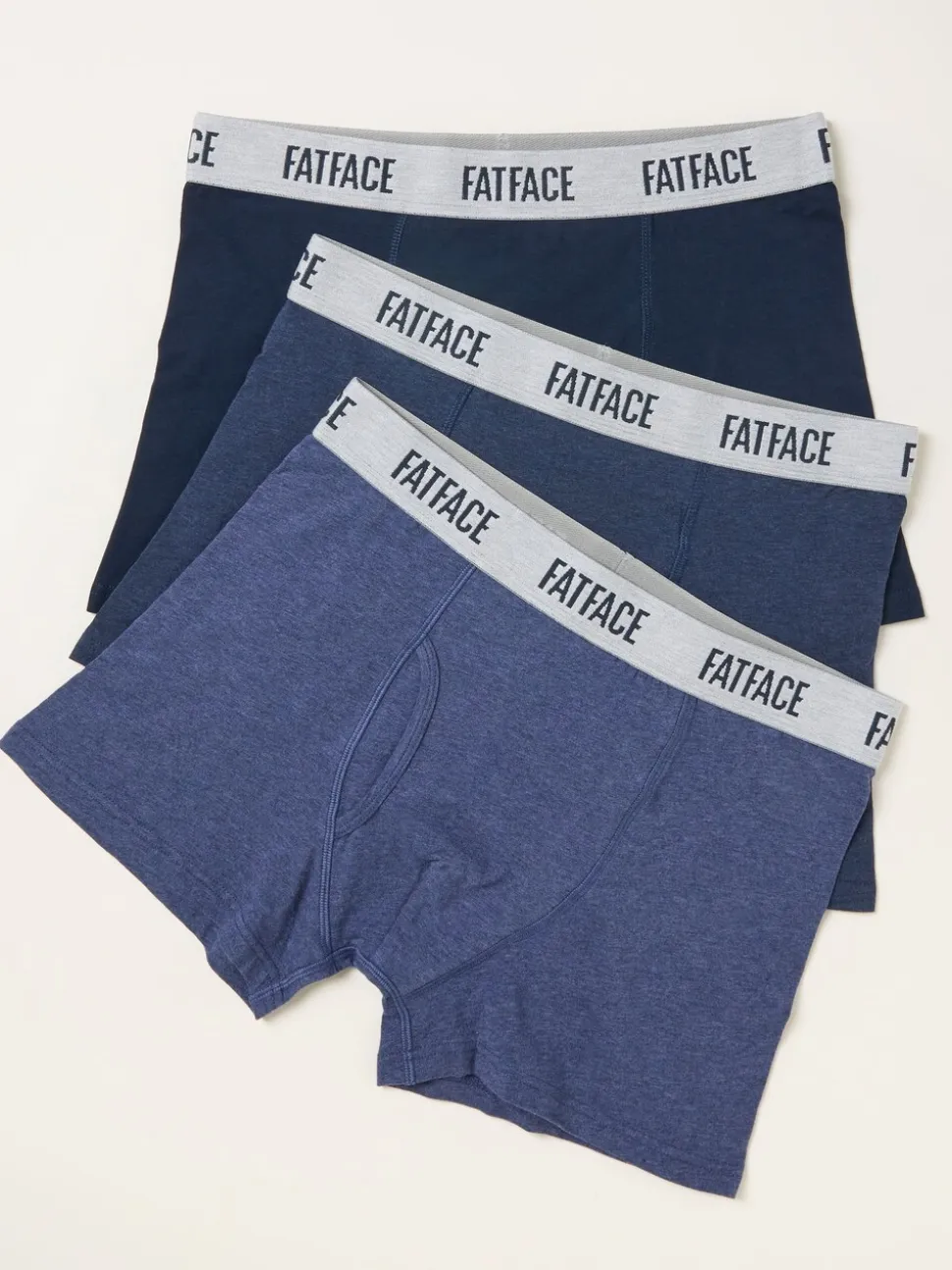FatFace Navy 3 Pairs of Plain Boxers