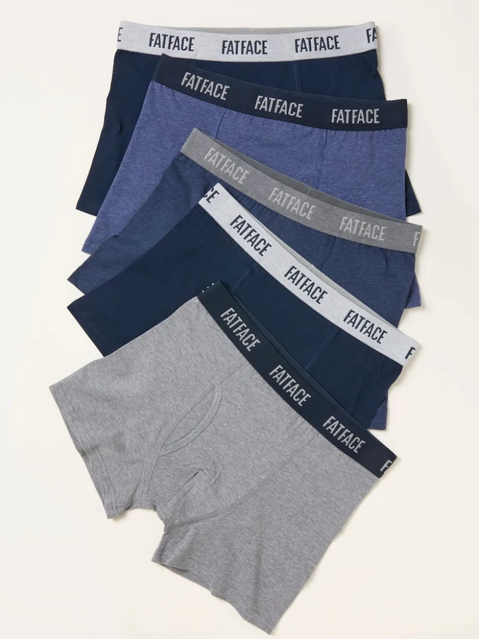 FatFace Navy 5 Pairs of Plain Boxers