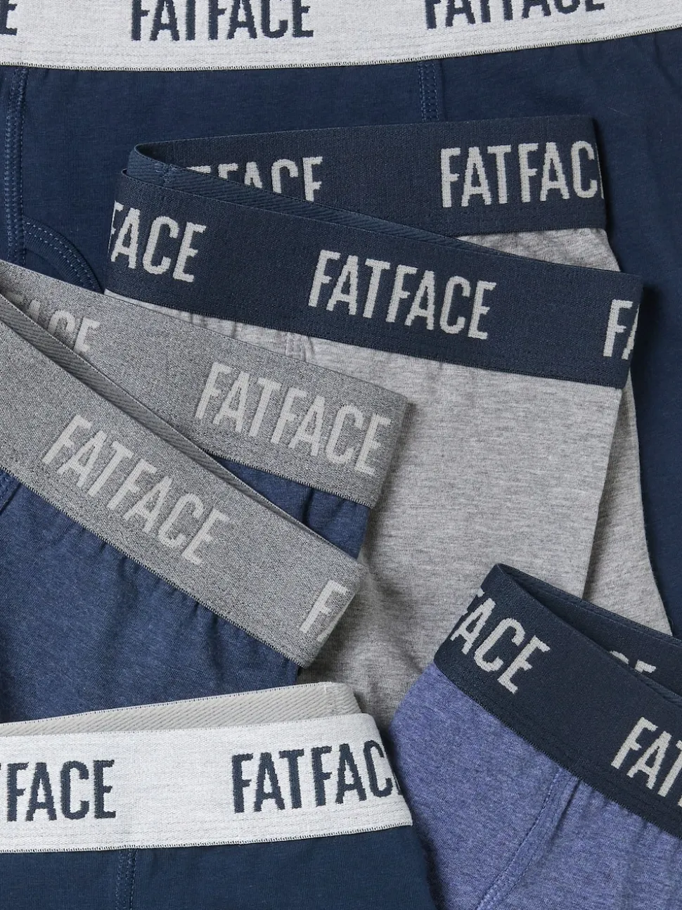 FatFace Navy 5 Pairs of Plain Boxers