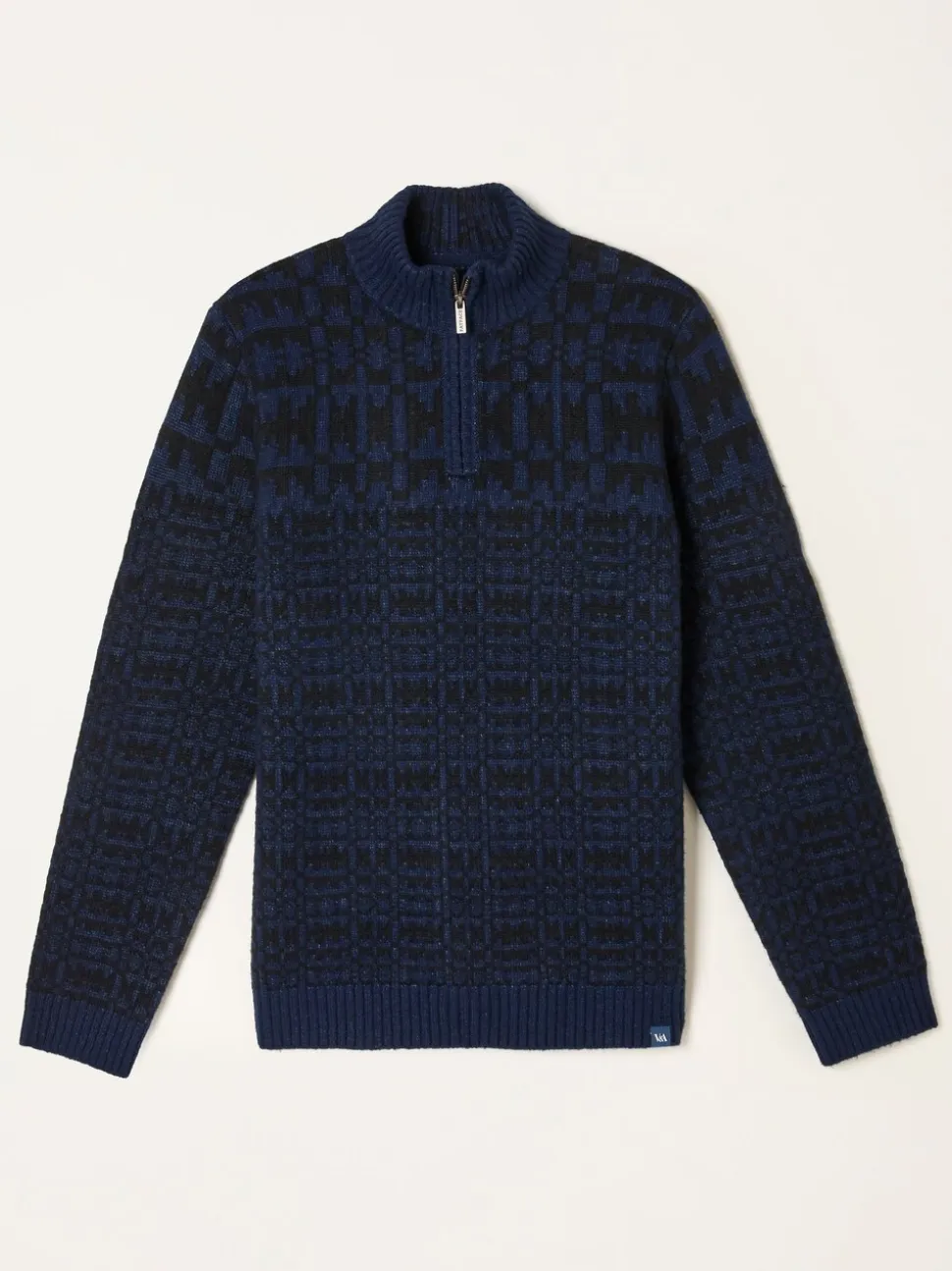 FatFace Navy Blanket Half Neck Knitted Jumper