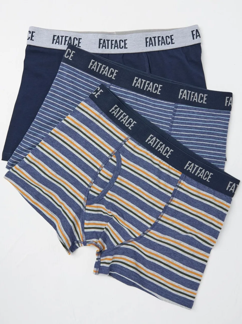 FatFace Navy Blue Stripe Classic Boxers 3 Pack
