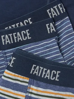 FatFace Navy Blue Stripe Classic Boxers 3 Pack