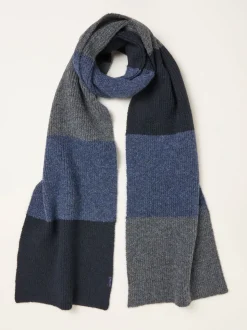 FatFace Navy Leo Colourblock Scarf