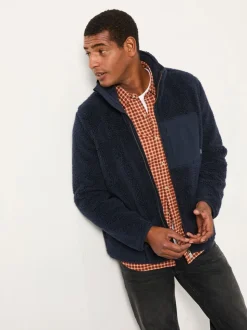 FatFace Navy Plain Fleece Zip Through