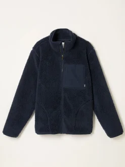 FatFace Navy Plain Fleece Zip Through