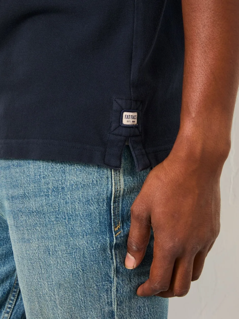 FatFace Navy Short Sleeve Pique Polo