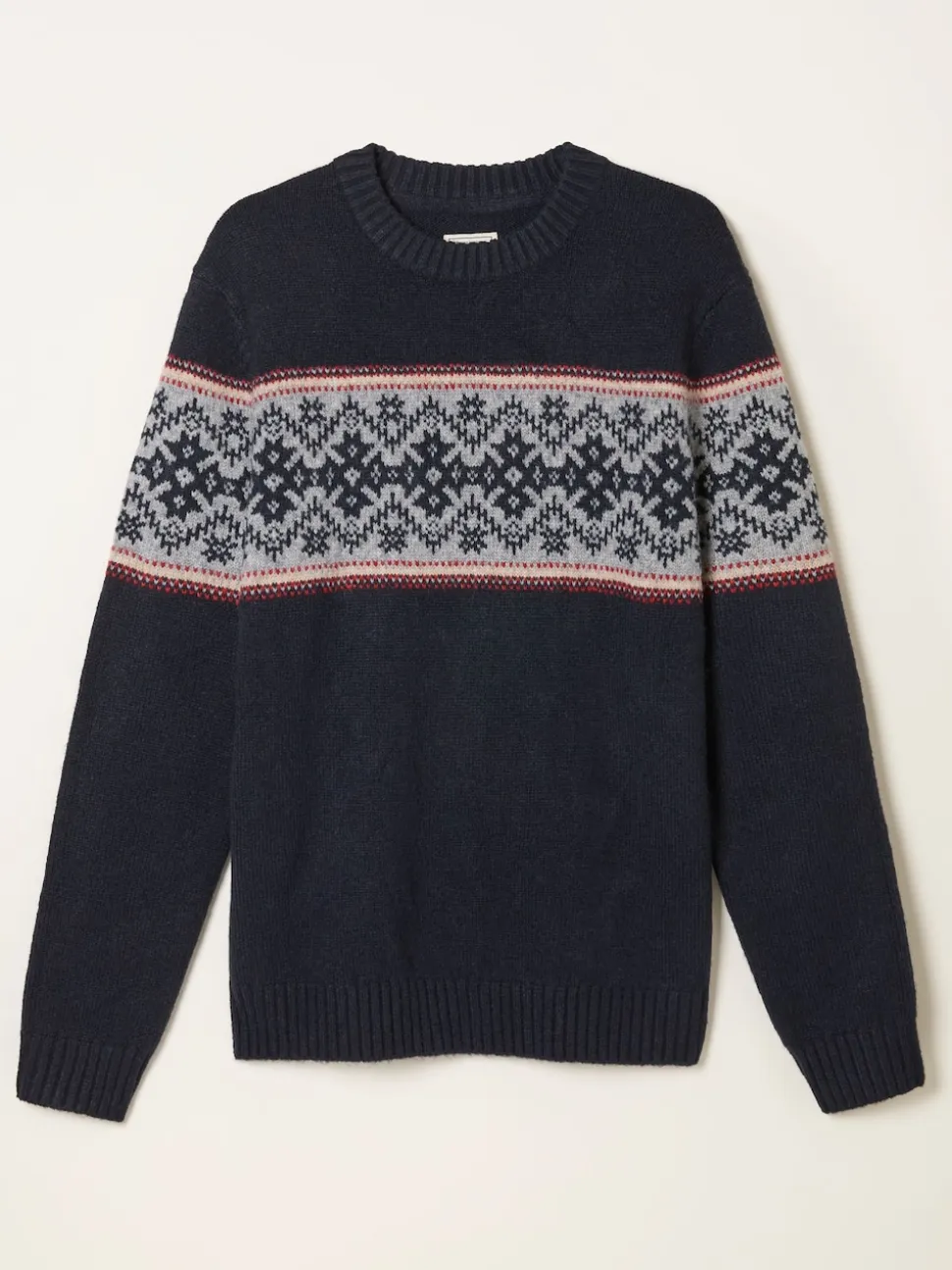 FatFace Navy Snowflake Fairisle Knitted Crew Neck Jumper