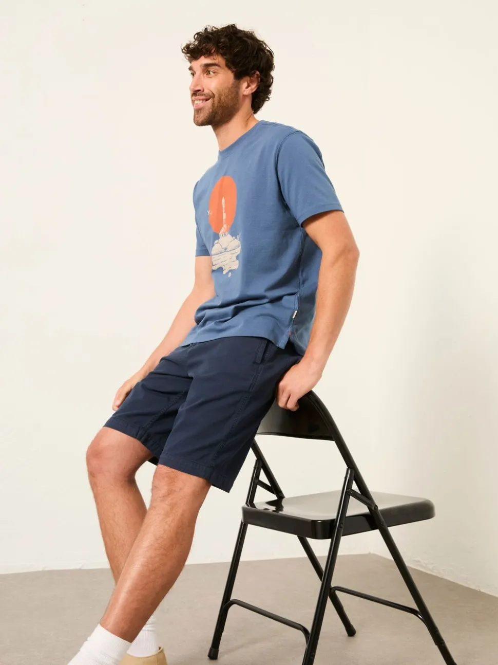 FatFace Navy Stow Garment Dye Chino Shorts