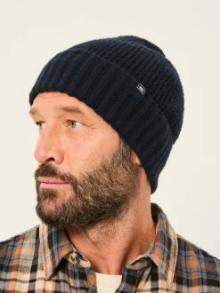 FatFace Navy Waffle Beanie