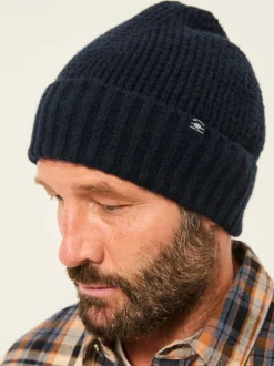 FatFace Navy Waffle Beanie