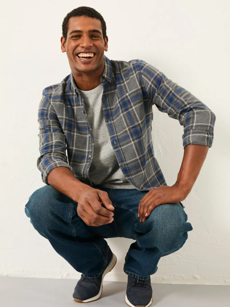FatFace Norton Grey Long Sleeve Check Shirt