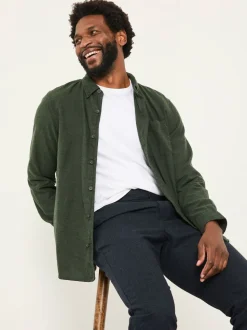 FatFace Oxlow Emerald Green Long Sleeve Plain Shirt