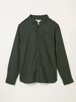 FatFace Oxlow Emerald Green Long Sleeve Plain Shirt