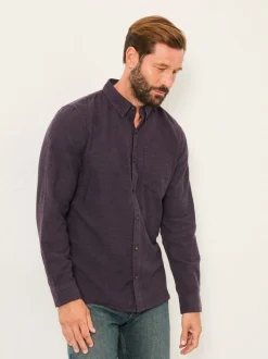 FatFace Oxlow Purple Long Sleeve Plain Shirt
