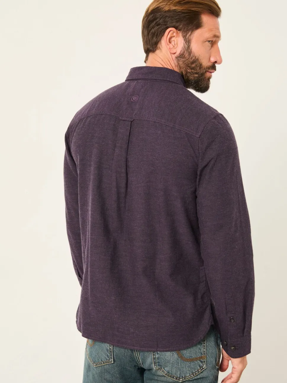 FatFace Oxlow Purple Long Sleeve Plain Shirt