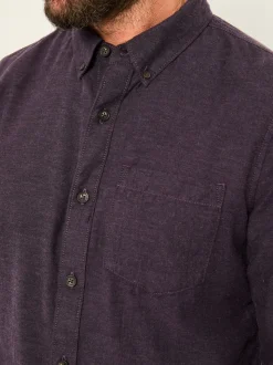 FatFace Oxlow Purple Long Sleeve Plain Shirt