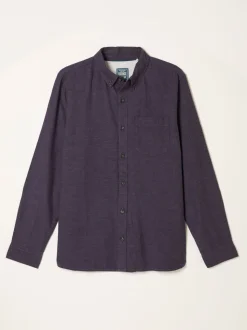 FatFace Oxlow Purple Long Sleeve Plain Shirt
