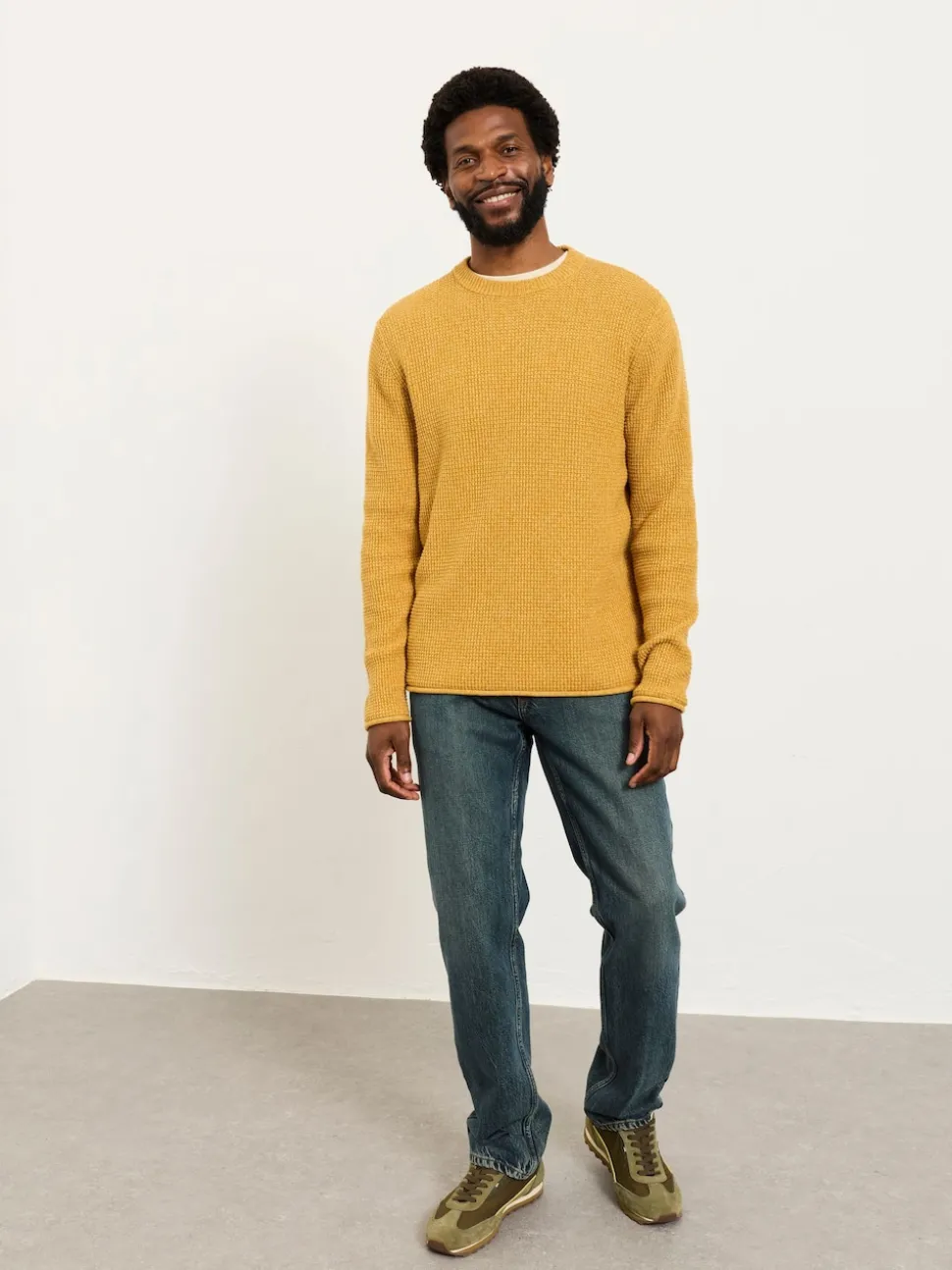 FatFace Penrith Yellow Crew Neck Knitted Jumper