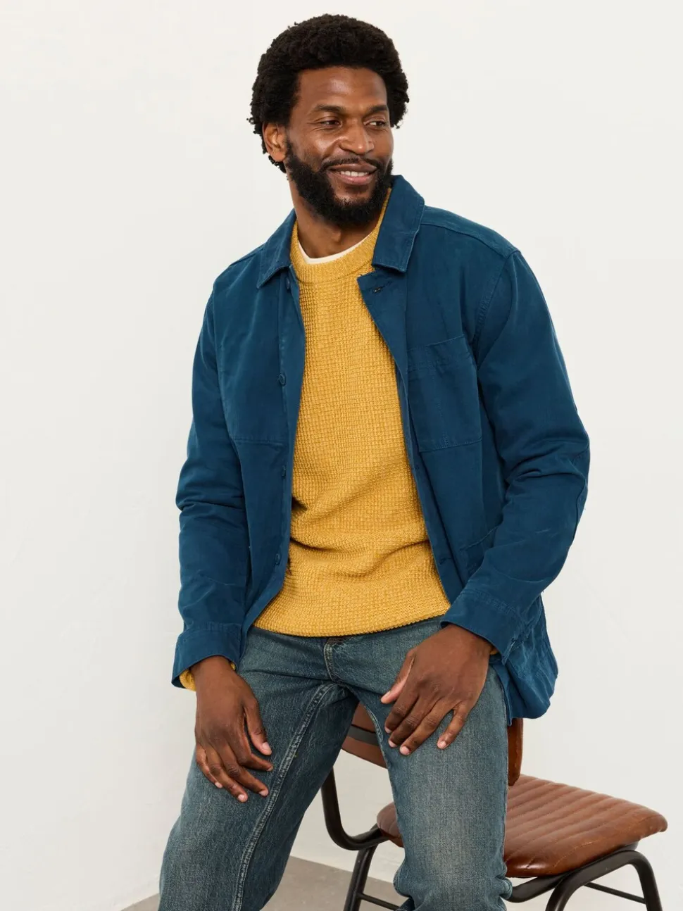 FatFace Penrith Yellow Crew Neck Knitted Jumper
