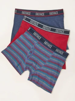 FatFace Red 3 Pack Stripe Boxers