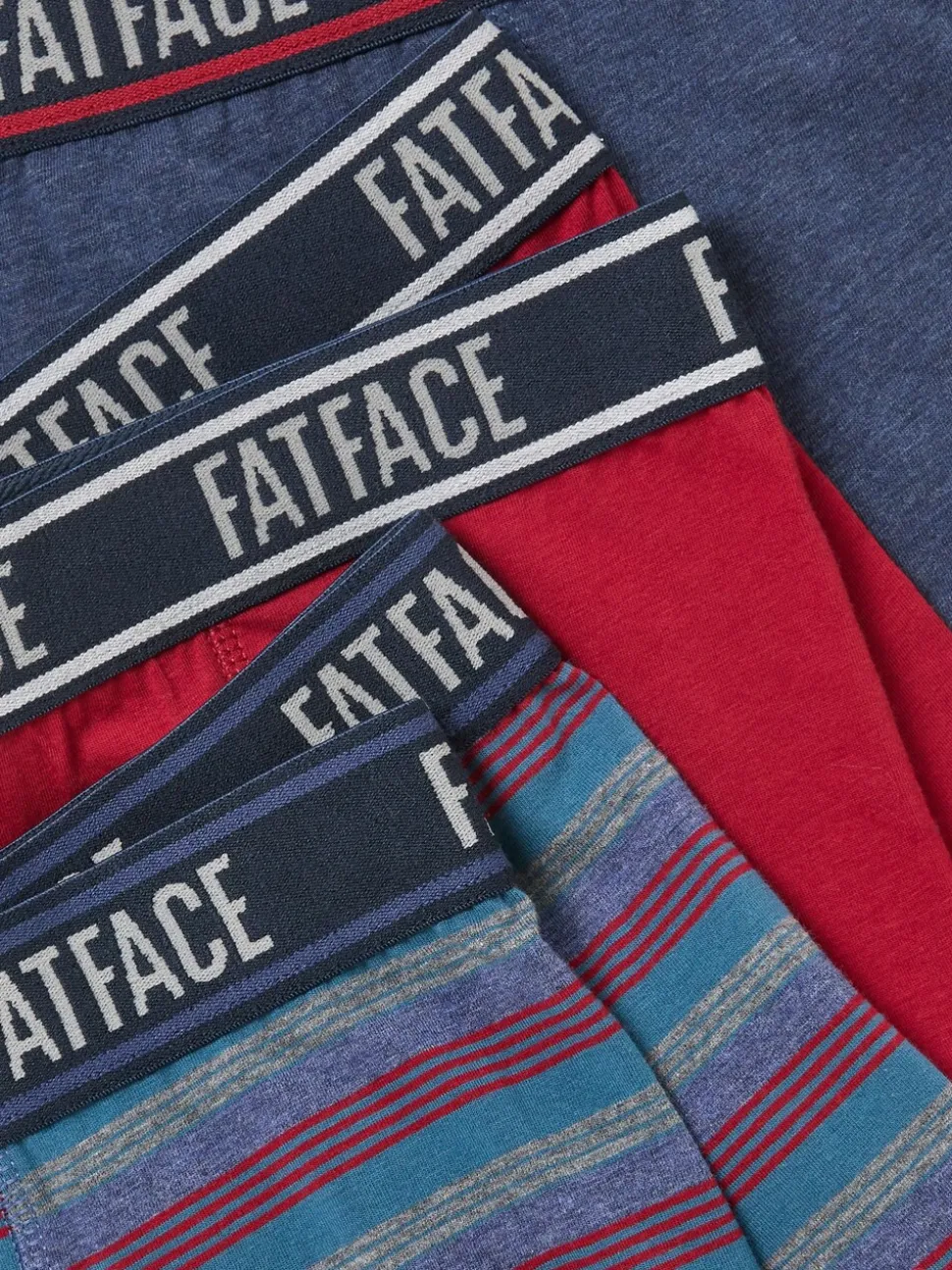 FatFace Red 3 Pack Stripe Boxers