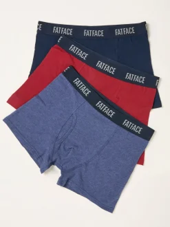 FatFace Red 3 Pairs of Plain Boxers