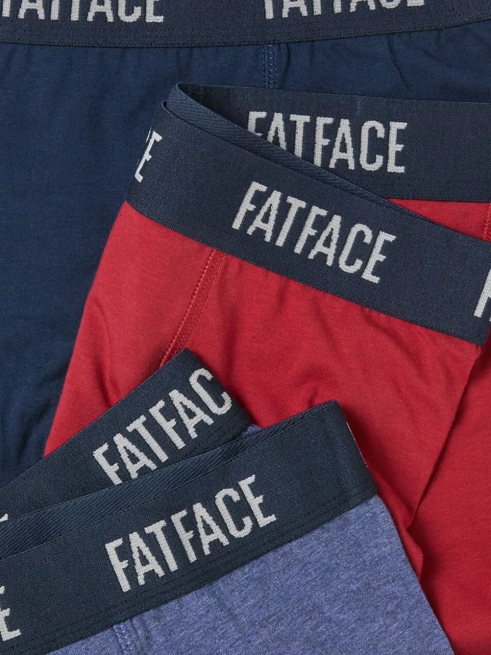 FatFace Red 3 Pairs of Plain Boxers