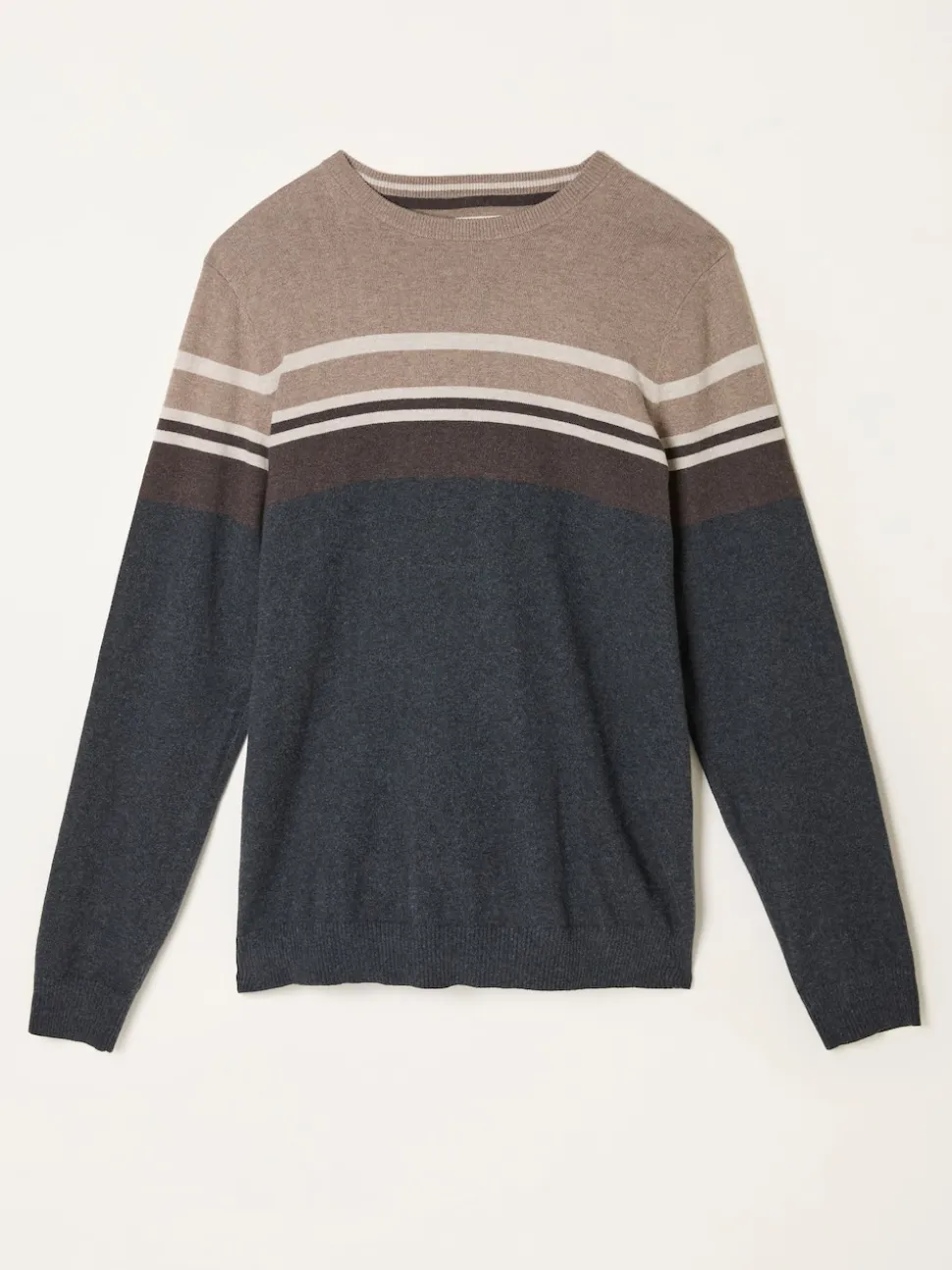 FatFace Rye Charcoal Grey Stripe Crew Neck Knitted Jumper