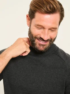 FatFace Rye Charcoal Grey Knitted Turtle Neck Jumper