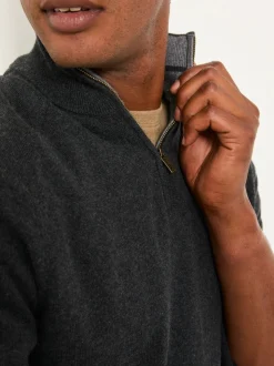 FatFace Rye Charcoal Grey Half Zip Neck Knitted Jumper