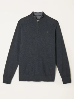 FatFace Rye Charcoal Grey Half Zip Neck Knitted Jumper