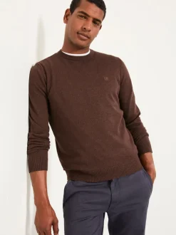 FatFace Rye Chocolate Brown Crew Neck Knitted Jumper