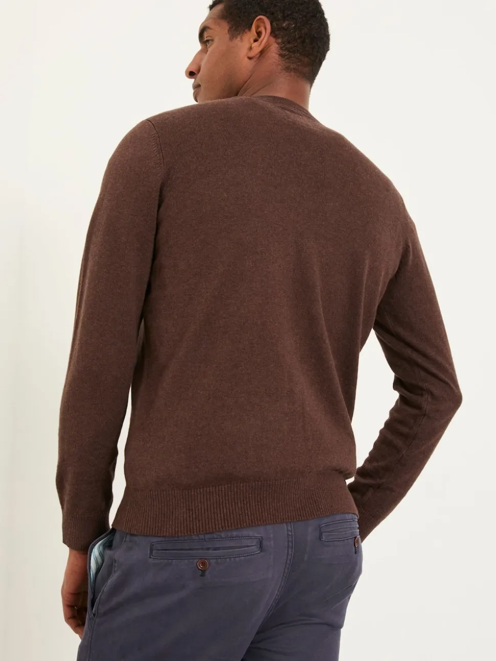 FatFace Rye Chocolate Brown Crew Neck Knitted Jumper