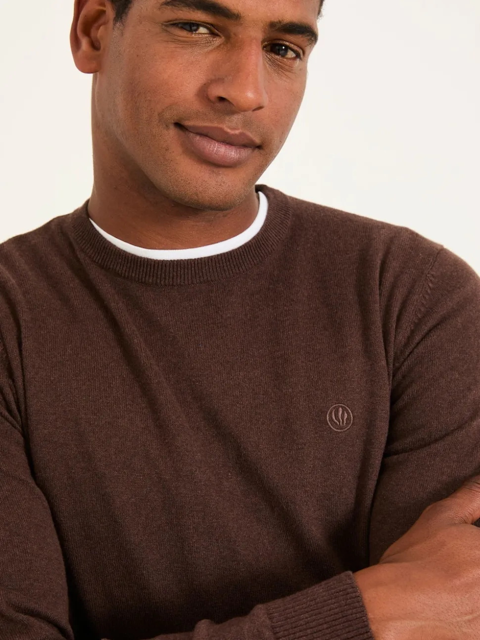 FatFace Rye Chocolate Brown Crew Neck Knitted Jumper
