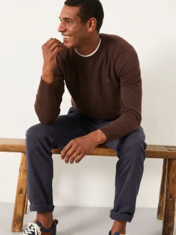 FatFace Rye Chocolate Brown Crew Neck Knitted Jumper