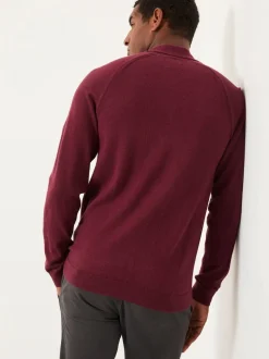 FatFace Rye Claret Zip Collar Knitted Polo Jumper
