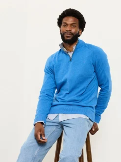 FatFace Rye Cobalt Blue Half Neck Knitted Jumper