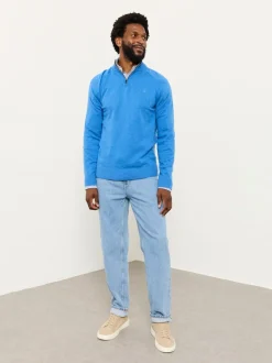 FatFace Rye Cobalt Blue Half Neck Knitted Jumper