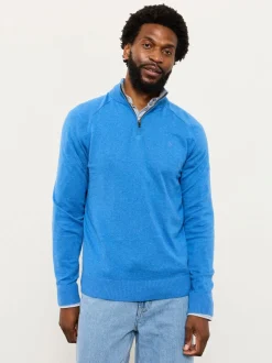 FatFace Rye Cobalt Blue Half Neck Knitted Jumper
