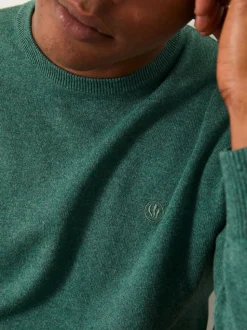 FatFace Rye Emerald Green Crew Neck Knitted Jumper